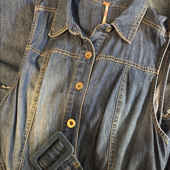 Free People Beau Midi Dress Cotton Denim sz S - Picture 8 of 8